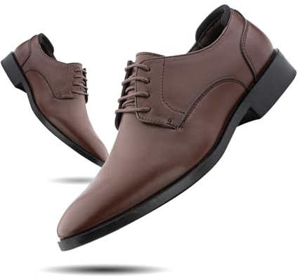 Hitmars Zapatos Hombre Vestir Oxford Derby Boda Traje Brogue Cuero Formales Zapatos de Cordones Comodos 4-Marrón EU 46