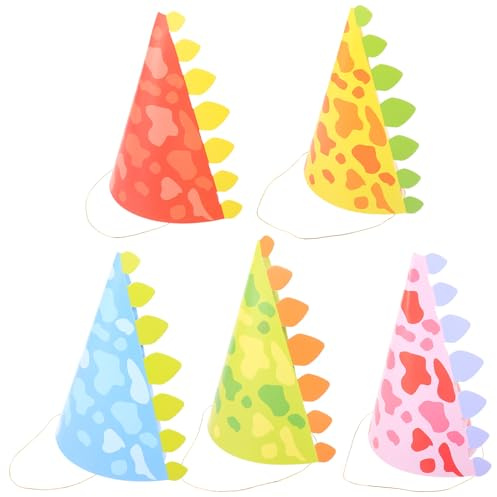 Cabilock 10 Cappellini da Festa a Cono di Carta a Forma di Dinosauro per Cappelli di Compleanno Colorati Accessori per Feste di Compleanno Materiale Resistente e Confortevole per