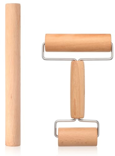 2 stycken kavel kavel set rullande stift kavel trä, kavel dubbelhuvud trä kavel liten och medium trä kavel för bakning hand rullar för pizza bakverk kex dumplings hud