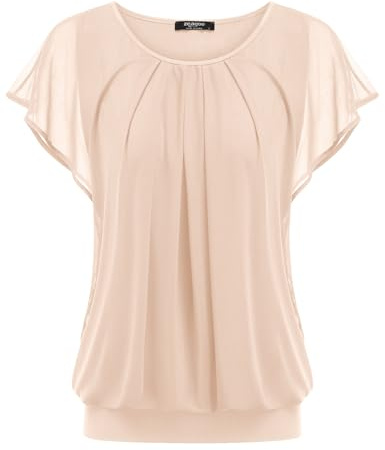Zeagoo Ladies Summer Tops Casual Soft Dolman Short Sleeve Tunic Tops Beige