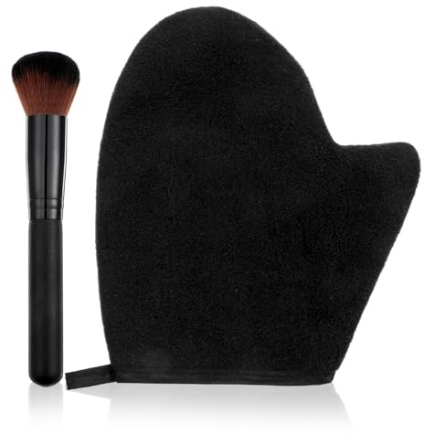 HJZHII Juego de guantes de bronceado 2 en 1, 1 guante de autobronceado y 1 guante de autobronceador para cara, cuerpo, manos y piernas