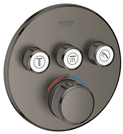 GROHE Grohtherm SmartControl | Brause-und Duschsysteme - Thermostat mit 3 Absperrventilen | hard graphite gebürstet | 29121AL0