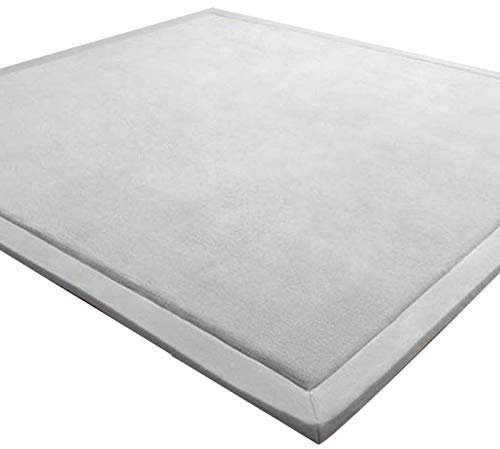 LEHOUR Verdickung Korallen Samt Teppich Kinder Krabbeldecke Weiche Tatami Teppiche Kinder rutschfeste Vergrößern Spielmatte (Grau, 200 * 240CM)