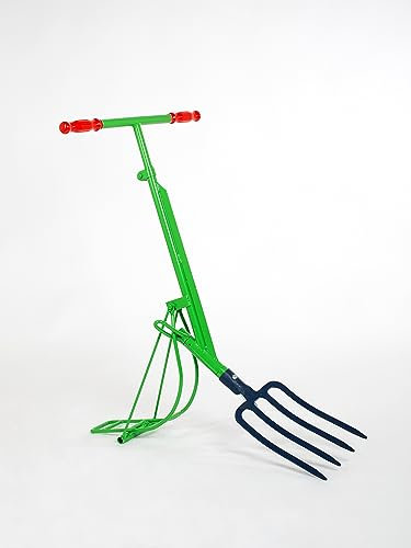 LA PERRETTE Bêche Automatique Qui Permet de jardiner Debout sans se baisser et éviter Les maux de Dos liés au Jardinage Traditionnel fournie avec Une Fourche 4 Dents