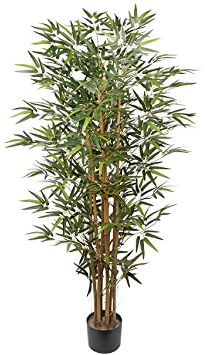 Briful 5Ft 60 Artificial Trees Outdoors Fake Bamboo Trees with Natural Cane Artificial Bamboo Plants Fake Plants in Pots for Home Office Lobby Garden Decoration