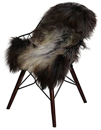 Hollert Lammfell Island gescheckt Echt Fell Schaffell Langhaar Optik Dekoration Läufer Teppich Größe 120-130