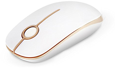 VssoPlor Wireless Mouse, 2.4G Slim Computer Laptop Mouse, White and Gold