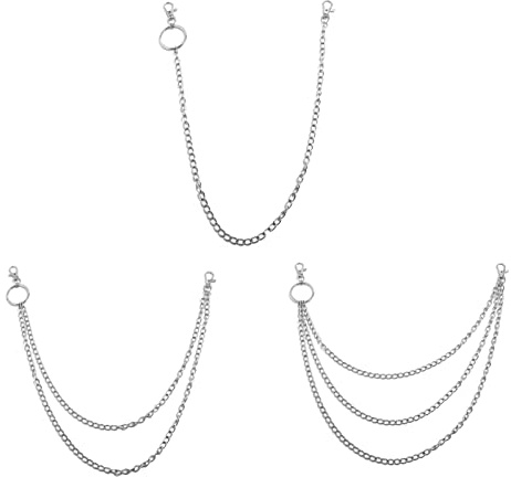 3 PCS Jeans Chains, Pocket Chain Wallet Belt Chains Silver Pants Chain Hip Hop Pants Keyring Punk Rock Hip-hop Jeans Biker Wallet Trousers Chains for Men Women