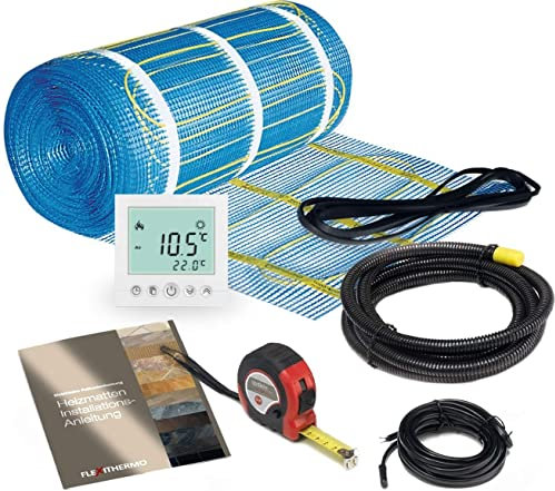 Flexithermo™ Plus Kit complet de chauffage au sol électrique I Puissance de chauffage : 200 W/m² (2,0 m x 0,5 m ; 1 m²) Chauffage au sol électrique pour tous types I Avec thermostat numérique avec