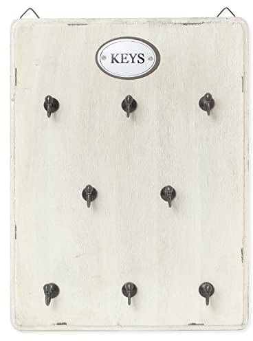 Moritz Schlüsselbrett Schlüsselkasten 25x33cm Keys 8 Haken weiß Schlüsselhalter Vintage Schlüsselboard Schlüsselaufbewahrung