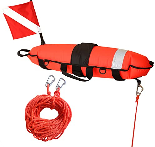 JZLiner Spearfishing Float Dive Surface Marker Buoy Scuba Flag Diver Down Flag Gear for Diving (Orange)