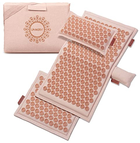 UNMERA Acupressure Mat and Pillow Set,Natural Linen & Coconut Fiber Filling