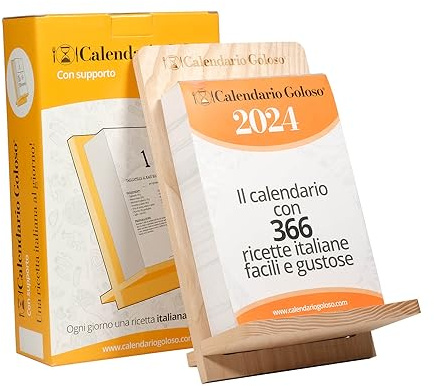 Calendrier 2024 de cuisine en italien | GOLOSO livre de recettes avec support | un livre avec 366 recettes de la tradition italienne | Idée cadeau pour toute l'année | Format A5 - Encombrement 23 x 17