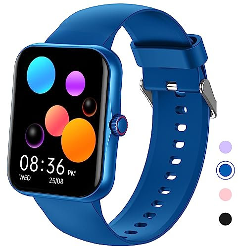 PTHTECHUS Kids Smart Watch with Bluetooth Call - Fitness Activity Tracker for Boys Girls, 100+ Sports Modes, Sleep Monitor, iOS Android Compatible - Birthday/Christmas for Ages 5-12 (Blue)