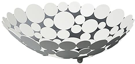 PTATT Metal Disc Pain Basket Metal Wire Fruit and Vegetable Organizer Paniers pour Le comptoir de Cuisine Paniers de Porte-Fruits Bol pour Pain (Noir, Blanc, Or) White