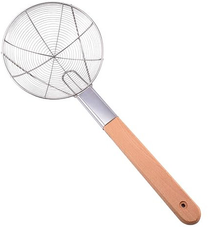 TOPBATHY Edelstahl Colander Spoon Mit Langem Griff Feinmaschiges Küchenöl-sieb Zum Abseihen Von Pommes Nudeln Gemüse Hitzebeständig Leicht Zu Reinigen Und Langlebig Für Kochen Und Frittiere
