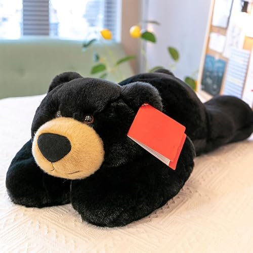30cm WeightedPlush Toy,150g Hunde oder Bären Weighted Stuffed Animals Plüsch Puppe Throw Pillow für Kinder Dinosaurier Plüsch Figur Geschenk (Schwarzer Bär)