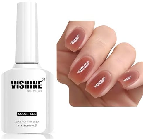 Vishine 16ml Sheer Dusty Rose Jelly Gel Polish Translucent Crystal UV Gel French Manicure DIY Nail Art Soak-Off Sheer Dusty Rose E047