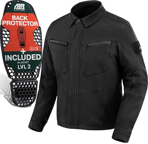 SHIMA Giro jacka, motorcykeljacka, herr med skydd, AirForce ryggskydd, motorcykeljacka, axelskydd, armbågsjacka, stretch, skyddsjackor, skyddsjacka (män, svart, S)