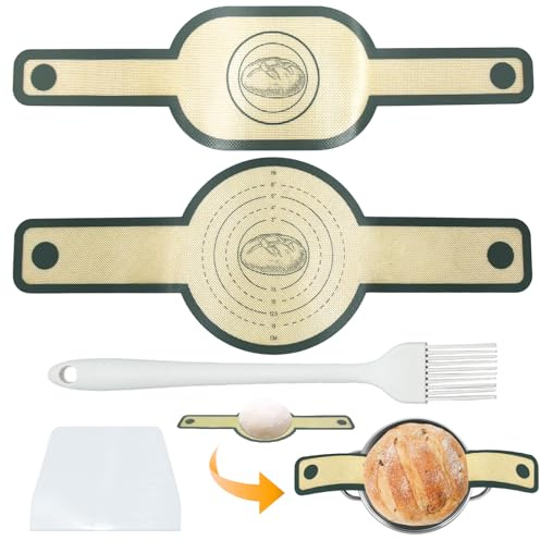 LXBCTOP 2 Piezas Alfombrilla De Silicona Holandesa Para Horno, Accesorios Para Hornear Pan, Reutilizablecon Para Hornear Pan, Reutilizable De Mango Largo Para Pan, Banetones Para Pan, Panera
