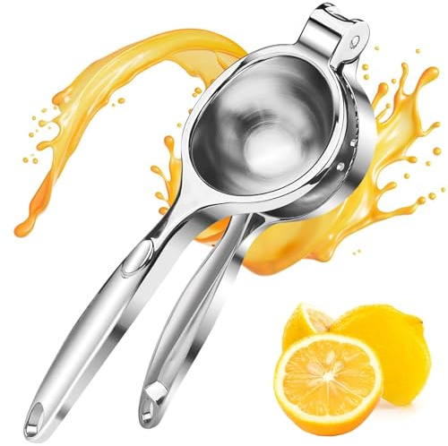 Ravytha Lime Herramienta Exprimidor, Aluminio Exprimidor de Frutas, 7 cm de Diámetro, Exprimidor Limon Manual Profesional, Prensa Manual para Cítricos, para Limon Naranjas, para Naranja, Lima (Plata)