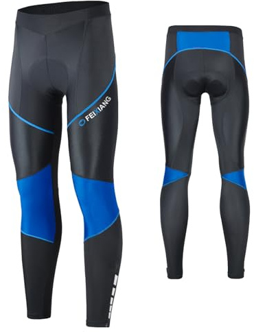 MEETWEE Herren Radlerhose Lange Fahrradhose, Kompression Radhose Leggings Radsport Hose für Männer Elastische Atmungsaktive 3D Schwamm Sitzpolster (Blau-a, XXL)