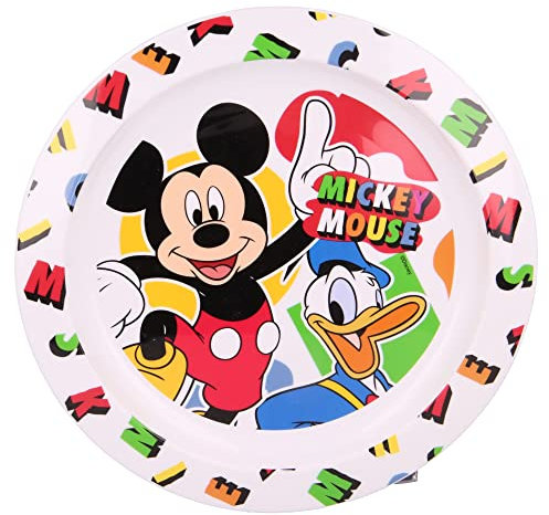 Stor Assiette originale Disney Mickey en plastique de qualité alimentaire pour enfants, passe au micro-ondes, lavable et réutilisable