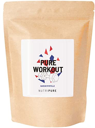 Nutripure | Pure Workout | Complément alimentaire | Pre Workout sans caféine | EAA, BCAA, Citrulline Kyowa®, Bêta-alanine CarnoSyn®, Tyrosine | Arôme naturel myrtille | 15 x 21g | Fabriqué en France