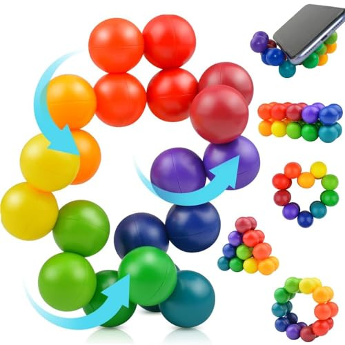 Sensory Fidget Giocattoli per Bambini Bambine,Autismo Arcobaleno Fidget Ball Autistico ADHD Quiet Cool Desk Giocattoli,Cubi fidget,Stocking Stuffers Regali per 3-12 anni di età