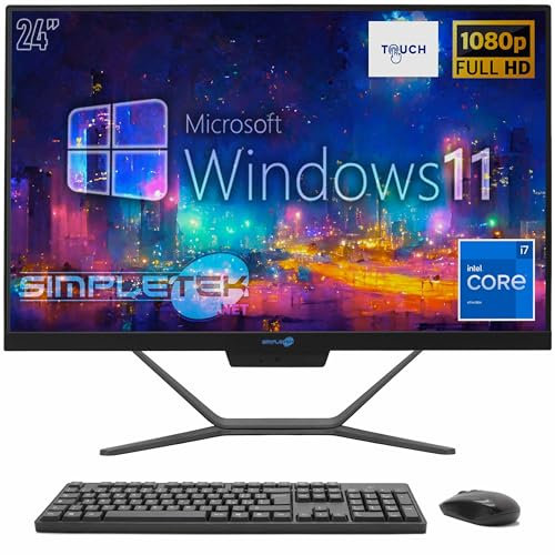 SIMPLETEK - All in One Touch PC | Intel Core i7 6. Generation | Windows 11 Pro | 4GB RAM SSD 120GB | Integrierte 2K Webcam | Touchscreen Bildschirm | BT 5.2