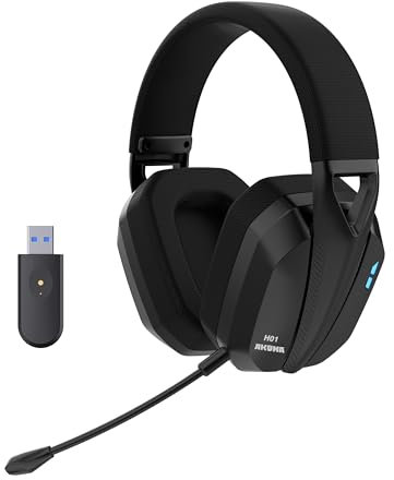 AKUMA - Casque Gaming sans Fil SEINEN H01 - Rechargeable Triple Mode, Bluetooth, 2.4 GHz et Filaire 3,5mm - Micro Détachable - Qualité Audio Supérieure - Compatible PC, PS4, PS5, Mobile - Noir