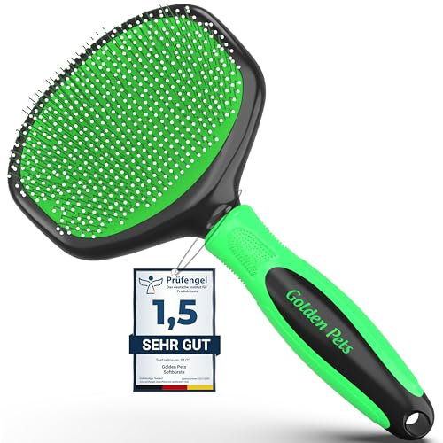 TESTURTEIL SEHR GUT Softbürste verbesserte Version **VERGLEICHSSIEGER** Sanfte Fellpflege für große Hunde, Katzen. Extra dicker Griff und Schutznoppen