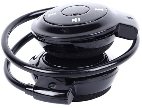 Plyisty Auriculares supraaurales, Auriculares inalámbricos con micrófono, Sonido HiFi estéreo Plegable, Negro, para Correr