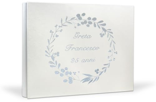 Album foto matrimonio - Album con copertina ricamata personalizzata - foto polaroid instax - Album 25x30 fai da te per foto 10x13 con 60 Pagine con velina (Ecopelle, 30x25 60 pagine)