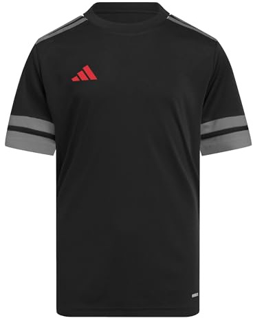 Adidas Unisex - Bambini e Ragazzi SQUADRA25 Jersey Short Sleeve Kids, Black/Team Grey Four/Pure Ruby, 13-14 Years