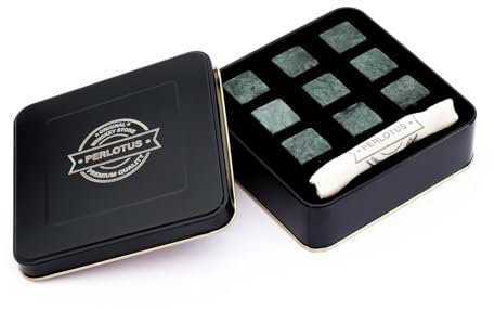 Perlotus Granit Whisky-Kühlsteine, 9 Stück, Geschenkbox