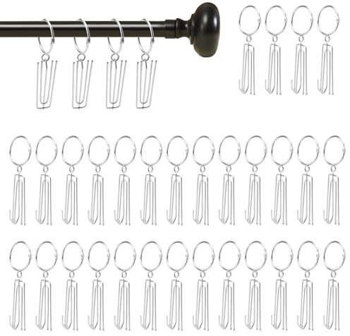 30 Pezzi Ganci Tende Metallo, Ganci Tenda in Acciaio Inox con 4 Denti Gancetti per Tende Ganci per Tende in Acciaio Inox Ganci 30 Anelli per Tende da Aprire 38 mm Circolare della Tenda Doccia Anello