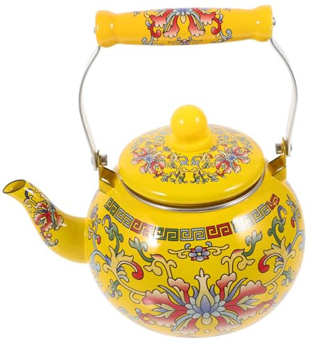 djgkENVQ Tea Kettle for Stove Top, Enamel Kettle Coffee Enamel Tea Pots Teapot with Strainer Mexican Electric Range Stove Enamel Water Kettle Enamel Teapot Gas Kettle Ceramic Heater Fu Heating