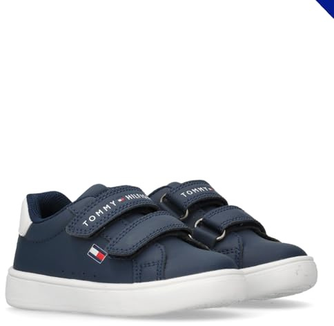 Tommy Hilfiger Sneakers Basse con Velcro, Logan, Blu/Bianco