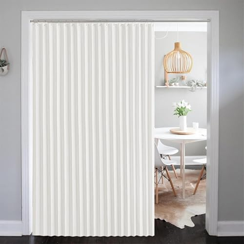 SK Studio Cortina Dormitorio Opaca 1 Pieza Cortinas Termicas Aislantes Frio y Calor Cortina Aislante Magnética para Puertas, Plegable, Impermeable, Blanco, 112x195cm