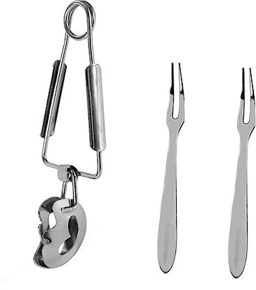 Alipis 1 Set stoviglie frustata granchio pinze e forchette per lumache pinza e forchetta per lumache luce set forchette pinza da zucchero pinza del ristorante Acciaio inossidabile Silver