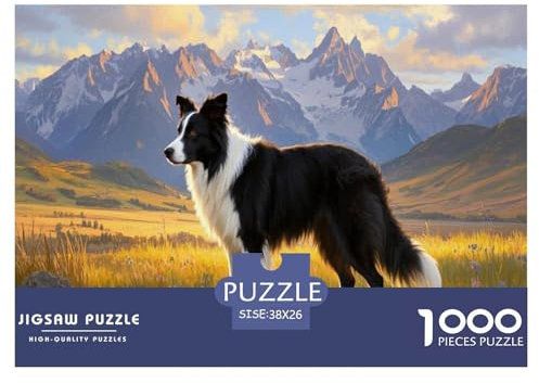 Puzzle Border Collie 1000 Pièces en Carton pour Adultes Enfants Jeu Éducatif Jeu De Défi Casse-tête Cadeau Anniversaire Home Decor 38x26cm/1000pcs