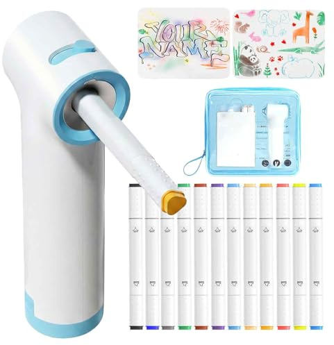 Set De AerógrafoZ Para NiñosZ,Marcador De Aerógrafo,Aerógrafo Creativo Para Niños Kit De Modelismo Pintado A Mano Para Niños,Con 12 Rotuladores Lavables,1 Aerógrafo Y 3 Plantillas