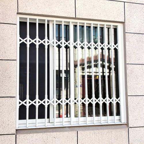 Justerbar vit fönstersäkerhetsstång grill balustrade inbrottsskydd fallförebyggande förbättrad dörrstöd säkerhetsstång (W28 x H48 tum/70 x 120 cm)