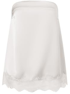 Anuedgis Y2k Haut d'été en satin avec ourlet en dentelle pour femme Sans bretelles Couleur unie Coupe ample Bandeau Tops Streetwear, A - Blanc, S
