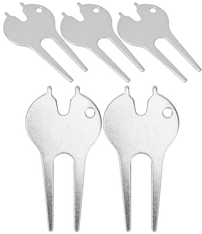 OATIPHO Set da 5 Forchette da Golf in Metallo per Riparazione Zolle, Attrezzo Professionale Divot Portatile, Accessorio per Prato Golf per Uso Outdoor