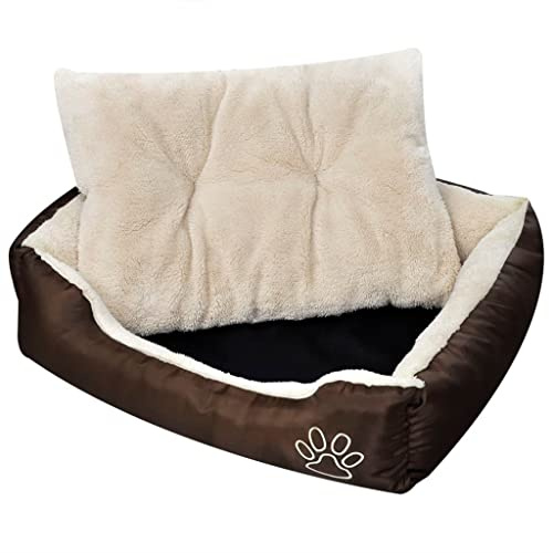 Mhdvray Cuccia per cani 75 x 58 x 19 cm, comodo posto letto per cani e gatti imbottito con fondo antiscivolo, morbido e resistente, colore marrone beige