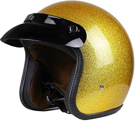 Woljay 3/4 Open Face helmet, Motorcycle Helmet Flat Yellow (L)