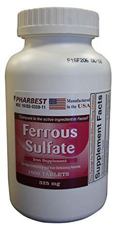 Ferrous Sulfate 325 mg Tablets, 1000 Count