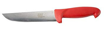 SENO & SENO Coltello Professionale Macello Francese 18x3,8 cm – Lama Acciaio Inox Temperato Alta Durezza – Manico Rosso Ergonomico Antiscivolo – Finitura Manuale Igienica